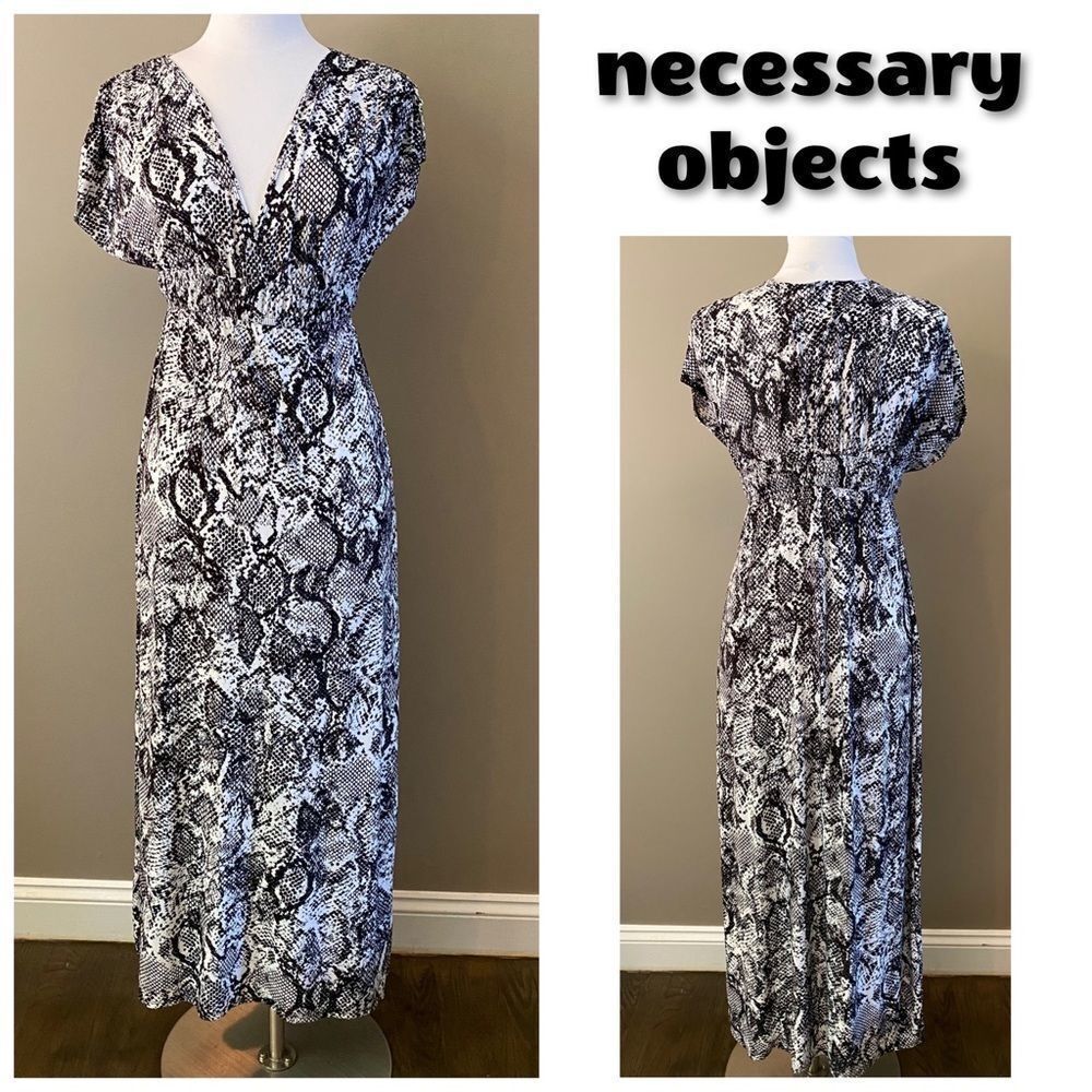 Necessary Objects B&W Reptile Print Maxi Dress - image 1